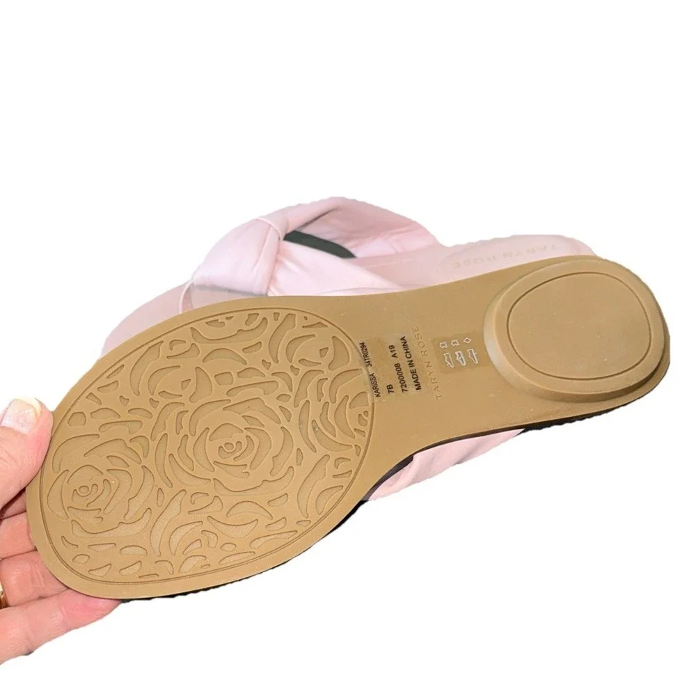 Taryn Rose Karissa 7B Cameo Pink Leather Knotted Thong Flat‎ Sandals Resort Wear